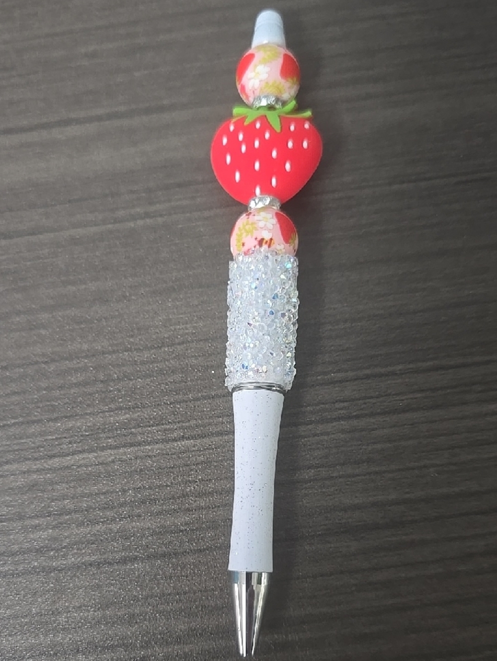 Strawberry Glitter Pen - White and Red